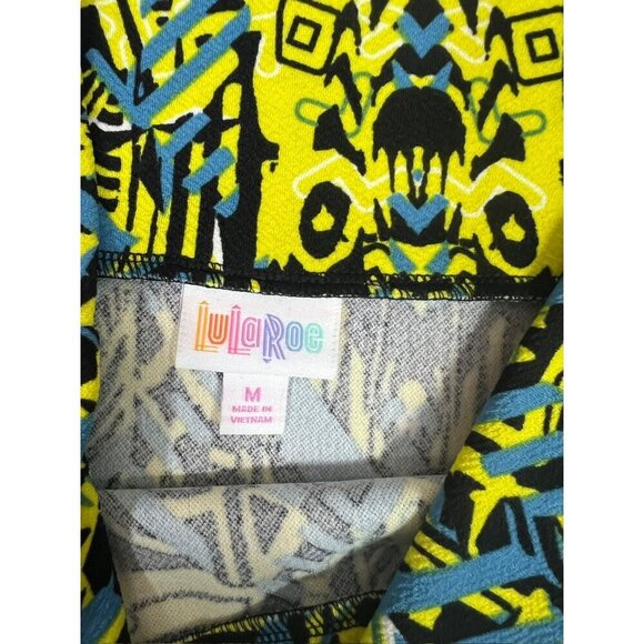 LuLaRoe Cassie Women's Yellow Blue & Black Skirt - Picture 5 of 7